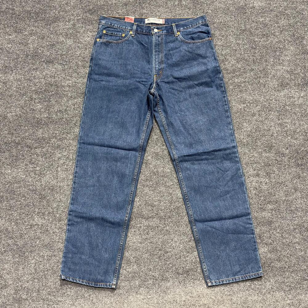 Levis 550 Jeans Mens 36x33 Blue Wash Relaxed Fit Tapered Leg Denim Zip Fly